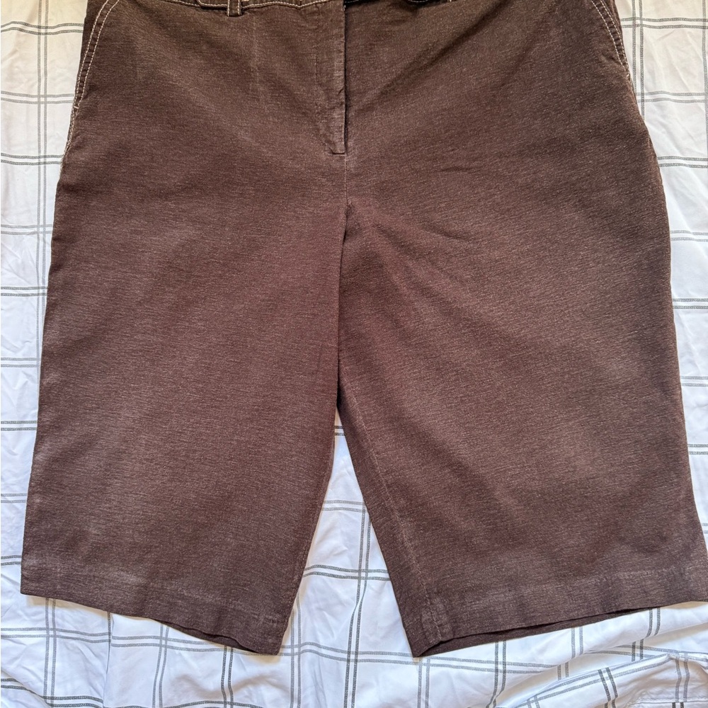 Dalia Brown Linen Blend Shorts